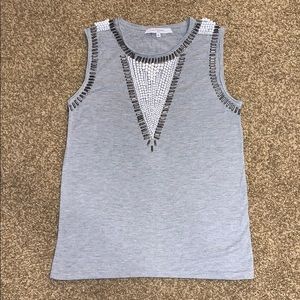 Les Petites Size M Beaded Gray and White Tank Top